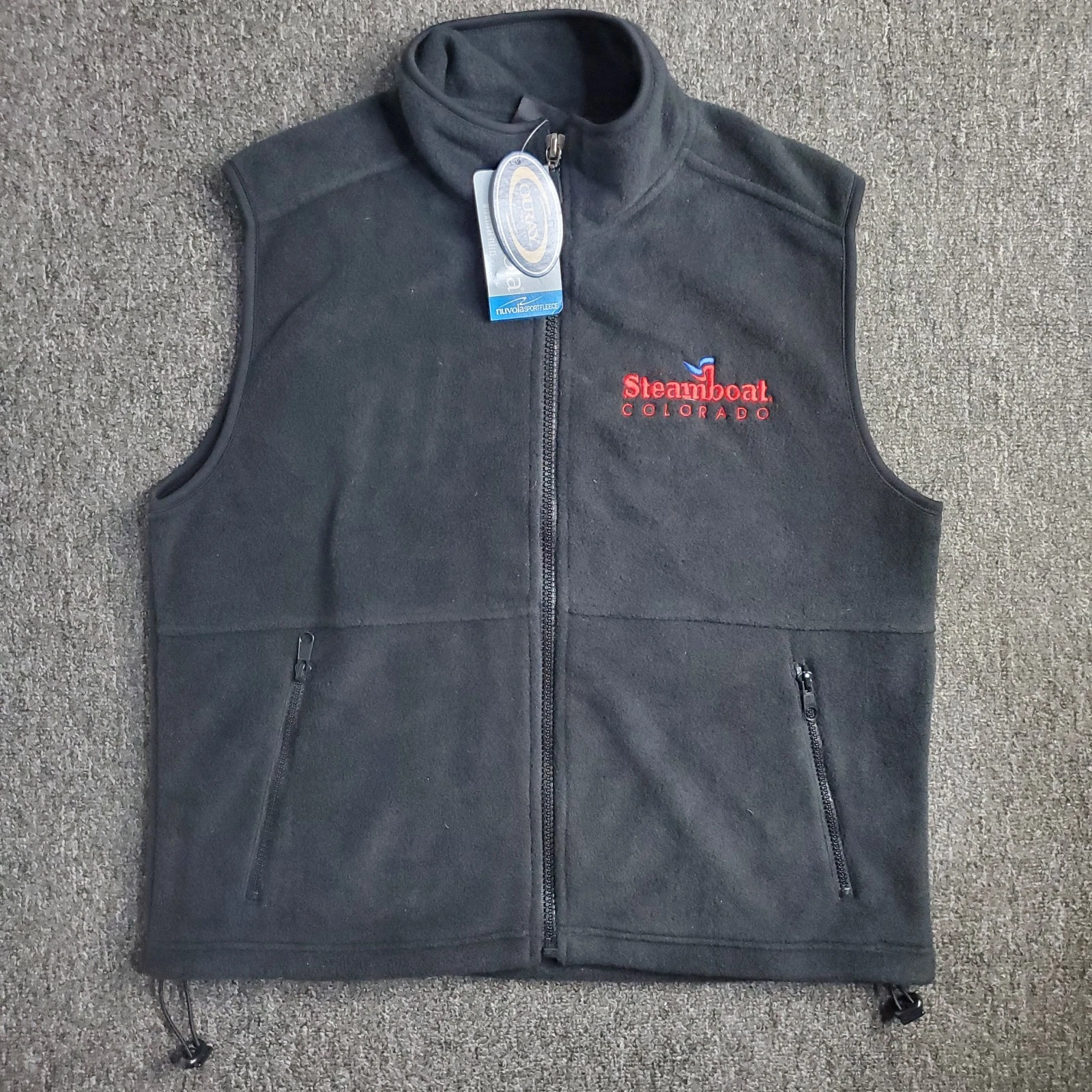 Steamboat Colorado Vest Mens Medium Black Full Zip Embroidered Fleece Ouray New