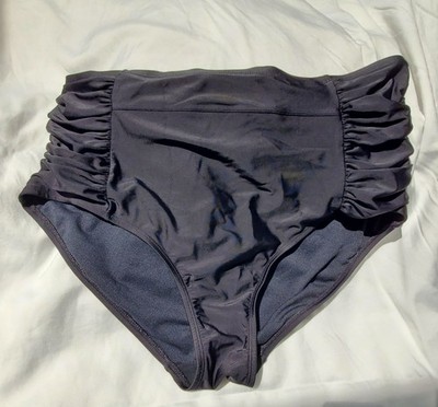 Kona Sol Ruched Bikini Swim Bottoms Black Women's Size 16/18