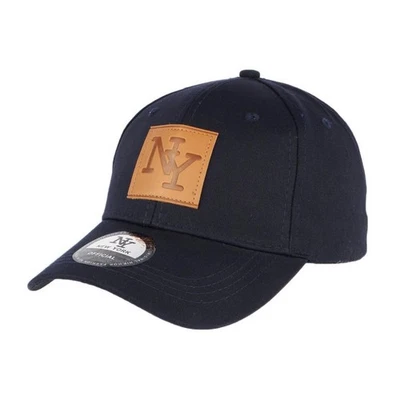 Casquette NY bleu marine et cuir marron Major-Taille unique - Photo 1/3