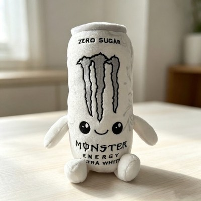 Monster Energy Plüschtier Zero Sugar Dose Weiß Kuscheltier Deko Geschenk