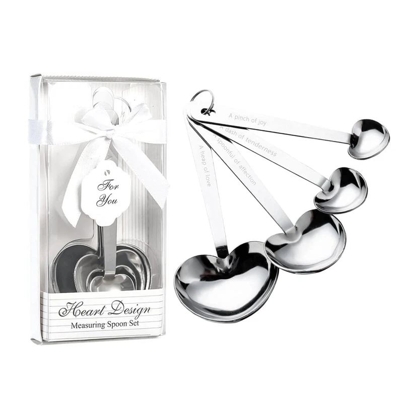 Winocbxt 40 Packs Love Heart Shape Design Measuring Spoons Set For Bridal