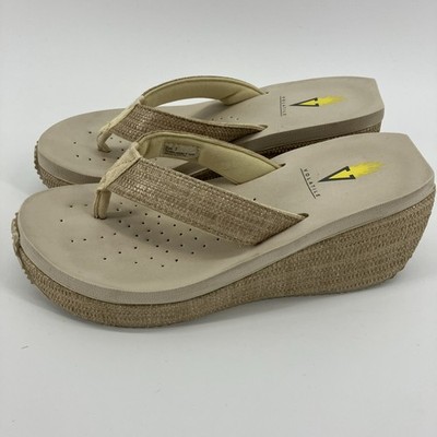 Volatile Women's Neville Thong Wedge Sandals Flip Flops Cork Size 7