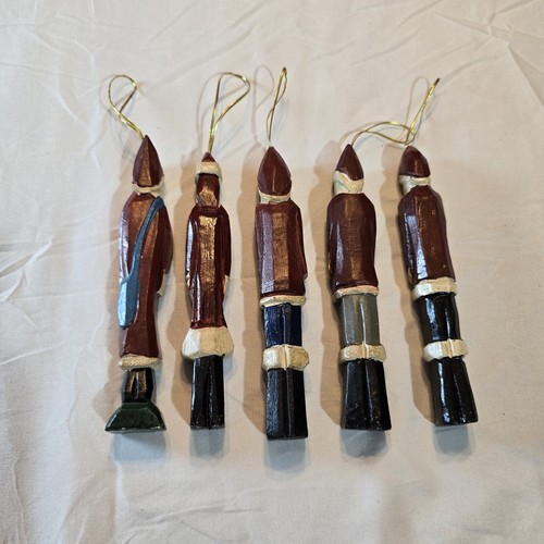Vintage 1995 Holiday Boutique 6" HOLZ WEIHNACHTSMANN FIGUREN Ornamente - 5er SET - Bild 4 von 4