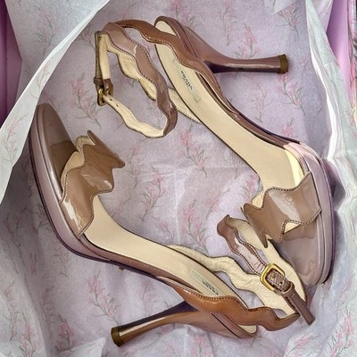 Prada Patent Leather Slingback Heels Mauve Nude EU 36