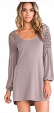 Free People Jessies Mini Dress Lace Long Sleeve Bohemian Brown Women S