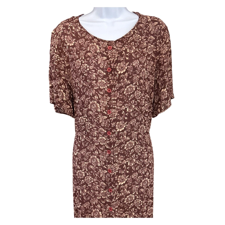 Maxi Vestido Floral AKA Eddie Bauer Hong Kong Marrón Chocolate Cottagecore Pradera Foto 2 de 4