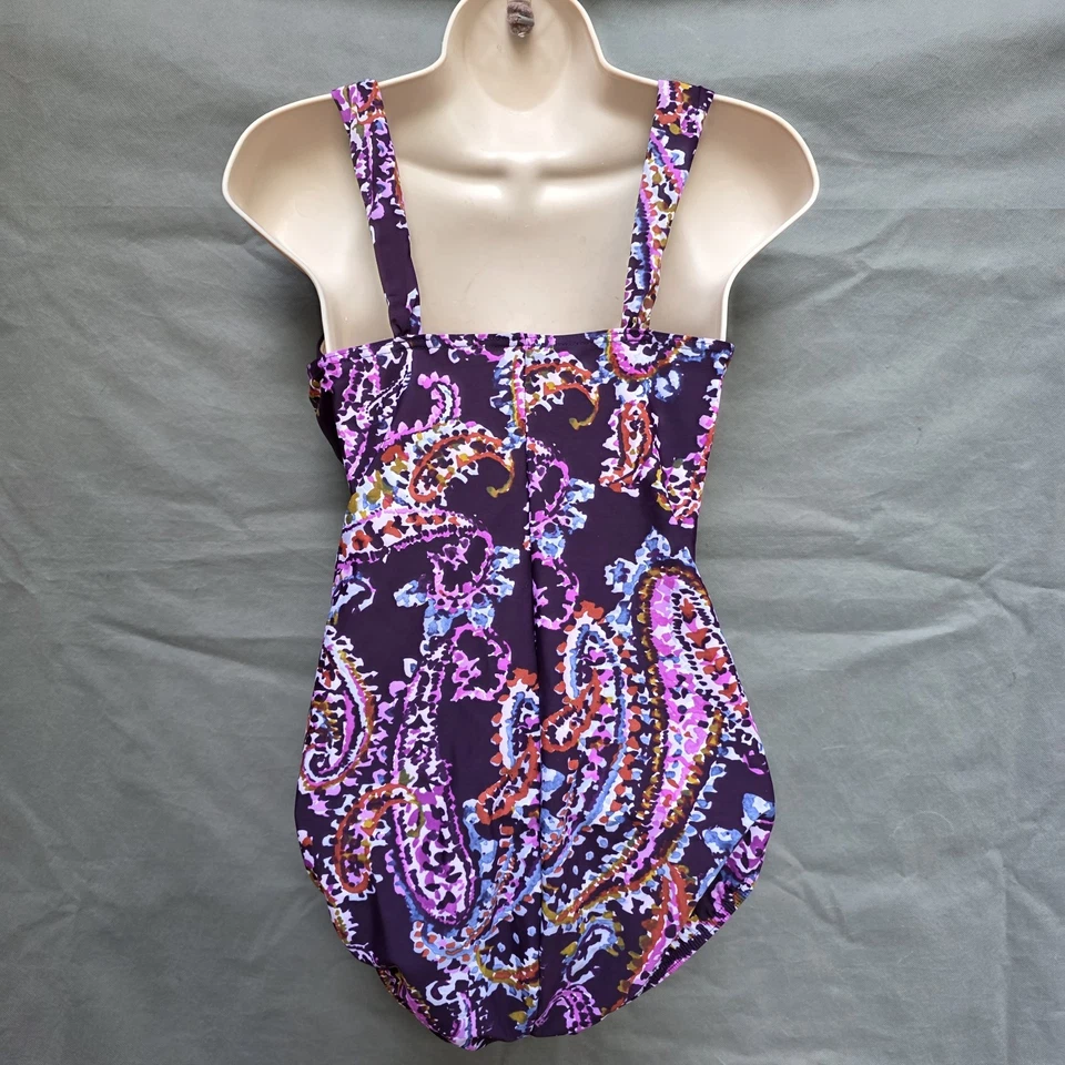 Traje de baño de una pieza LANDS END púrpura rosa cachemira talla 10 clásico natación océano Foto 2 de 4