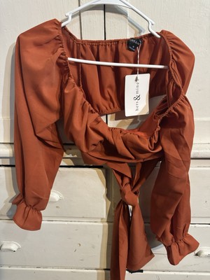 Her s And Mine Orange Halter Top Size Medium