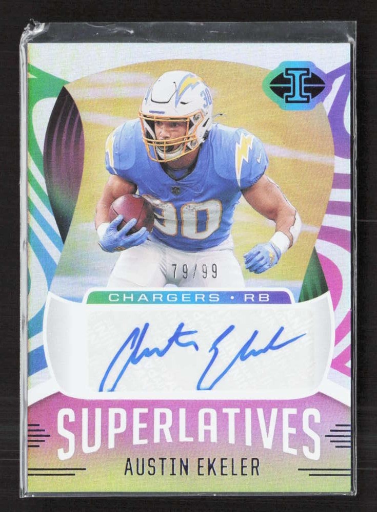 2021 Panini Illusions Austin Ekeler Superlatives Auto /99 Chargers TV12929