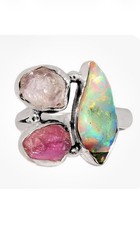 Natural Ethiopian Opal Rough, Morganite & Tou...