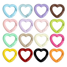 5Pcs Mix Color Cute Flower Heart Spring Ring Metal Key Hook round Carabiner Clip