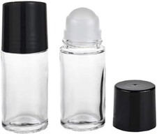 Junfamilee 2 Pcs 50ml Glass Essential Oil Roller Bottles Refillable Roll on Empt