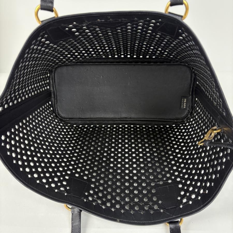 PRADA Punching Handbag Tote Bag Black Leather 37cm with Pouch #BS1139 thumbnail 10