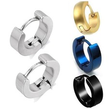 2PCS Stainless Steel Earring Small Plain Hoop Huggie Ear Piercings for Men Women