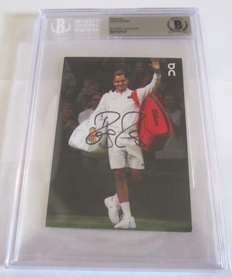 #ad #ad Roger Federer signed autographed BAS Beckett 4x6 postcard promo flat On $249.00