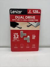 Lexar 128GB 2-in-1 Dual Flash Drive USB-C and USB-A, Mac-Android- PC  2 PACK