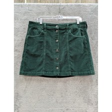American Eagle Super Hi Rise A Line Corduroy Mini Skirt Women 14 Preppy Forest