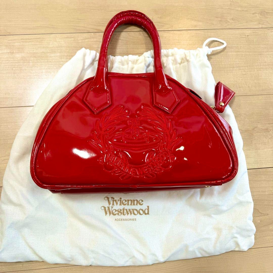 Vivienne Westwood Yasmin Red Leather Orb Tote Bag Rare Japan Import