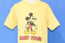 vintage 70s WALT DISNEY MICKEY MOUSE CARTOON 2 SIDED YELLOW t-shirt YOUTH L