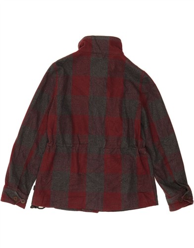 LEVI'S Womens Oversized Utility Jacket UK 10 Small Burgundy Check AI01 - Picture 2 of 3