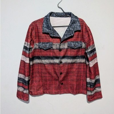 Red & Blue Women's Striped Jacket Size L