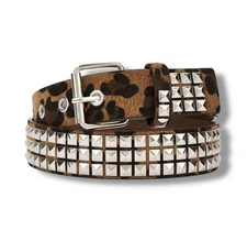 Y2K Cheetah Leopard Print Studded Emo Biker Grunge Print And Silver Men’s Belt