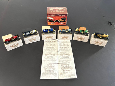 1989 Readers Digest Collector's Set of 6 Classic Car Miniatures w/ Info Sheet
