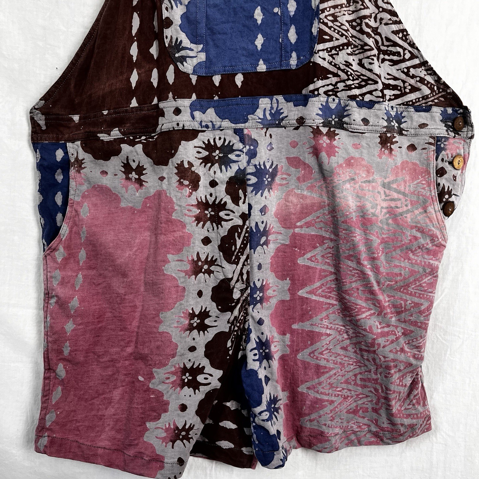 Batik Patchwork Shortalls Medium Large Colorful C… - image 5
