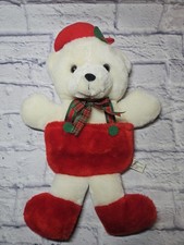 Vintage POLAR BEAR Stocking with POCKET - 16.5" Christmas Stocking - 1980s