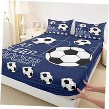 American Soccer Fitted Sheet Queen Size,Eat QUEEN (W60*L80*H16") Color 13