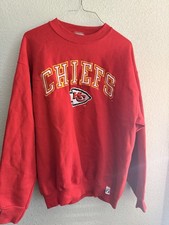 Vintage Kansas City Chiefs Logo 7 Crewneck Sweatshirt Red Size Large Embroidered
