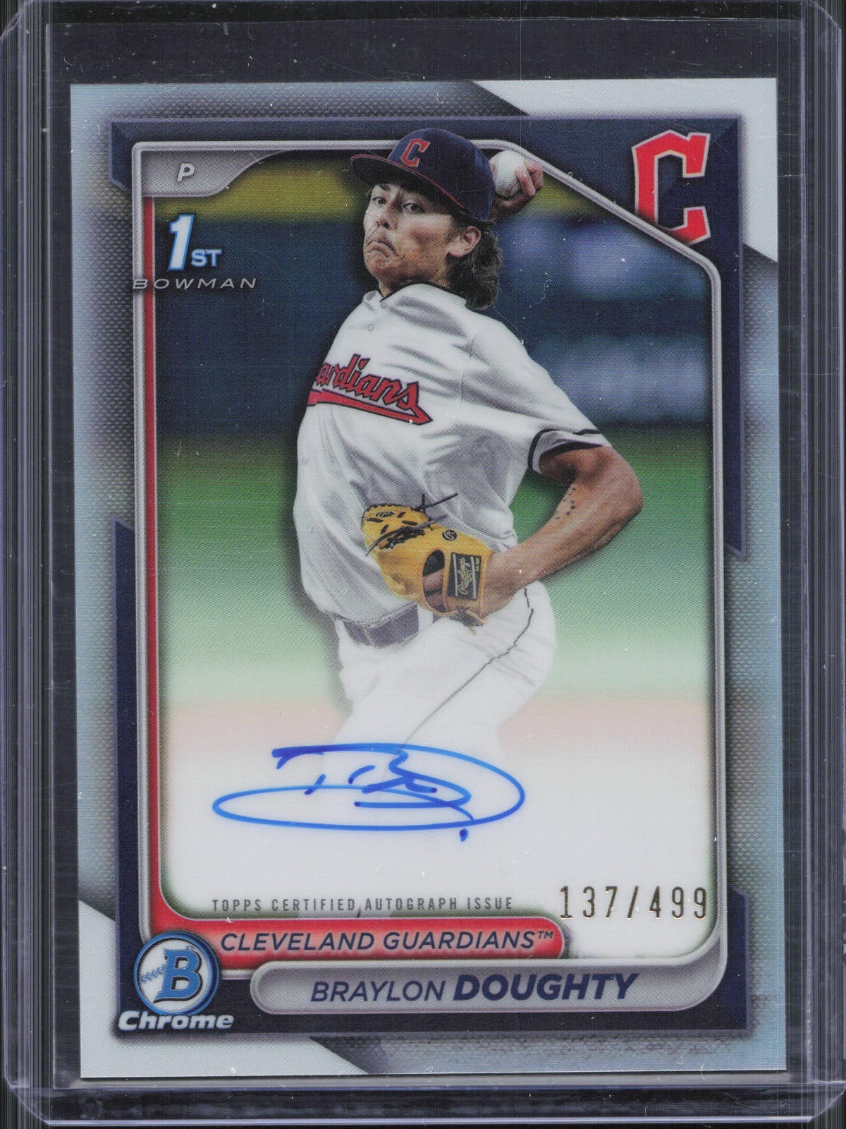 2024 Bowman Draft Chrome Braylon Doughty 1st Refractor Auto /499 Cleveland