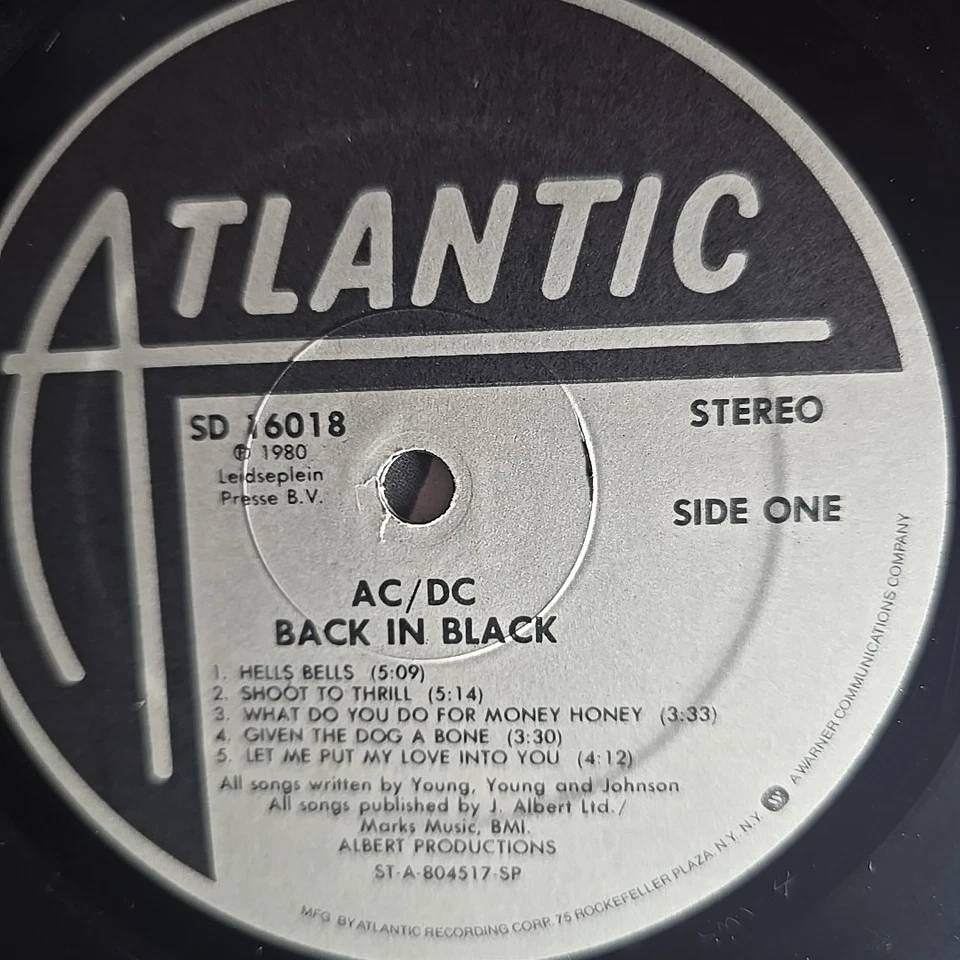 AC/DC–Back In Black–1980 Atlantic–SD 16018 Vinyl Record LP MASTERDISK RL - Image 4 of 4