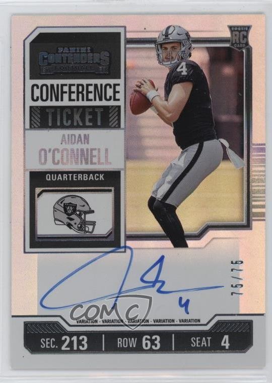 2023 Contenders RPS Conference Ticket 75/75 Aidan O'Connell Rookie Auto RC 1oa8