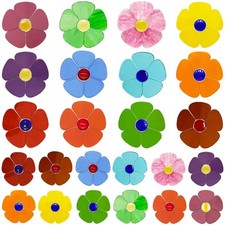 24 Pcs Stained Glass Flower Mosaic Tiles   12 Transparent Colors, Large  Sma...