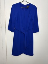 Tahari Dress Womens 4 Petite 4P Cobalt Evening Cocktail Tie Front Faux Wrap