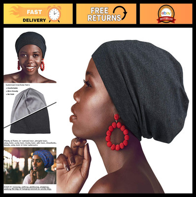 Satin Lined Sleep Cap Hair Bonnet Beanie Hat - Adjustable Slouchy Nightwear