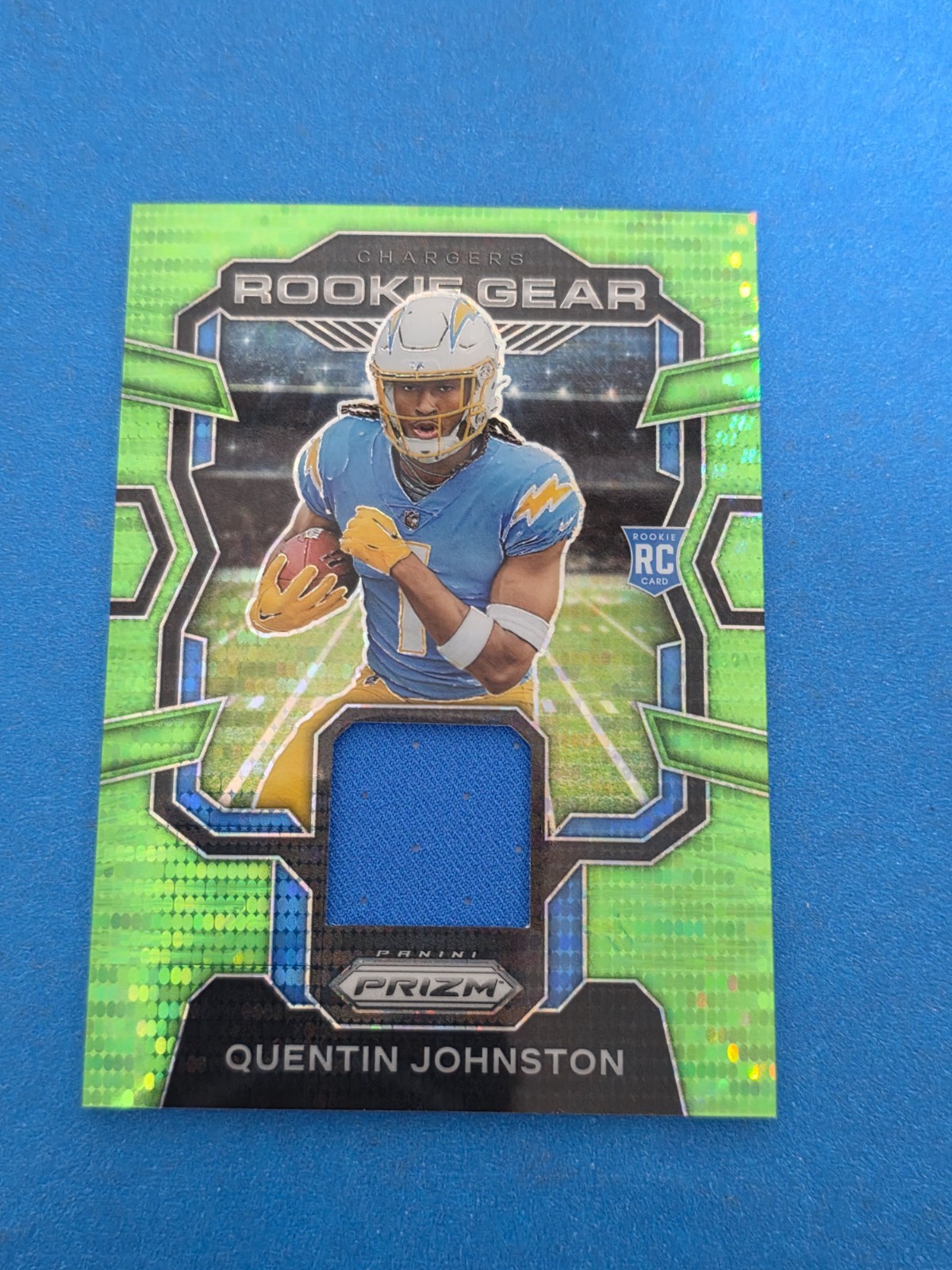 Quentin Johnston Panini Prizm Rookie Gear #RGQJ Neon Green Pulsar