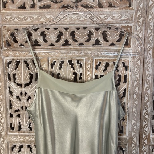 Jones New York Cowl Neck Satin Silky Slip Dress Sage Midi Fairy Whimsical Size M - Picture 3 of 8