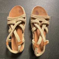 Jonak Paris Women’s US 9 Beige/Tan Braided Rope Strappy Flat Slip-On Sandals