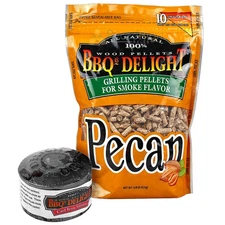 BBQr's Delight Cast Iron Smoker for Grills with 1lb Bag of Pecan Blend Pellets