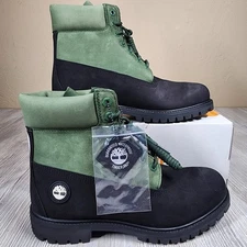 Timberland 6 Inch Premium Boot Nubuck Green/Black Mens Size 10 New