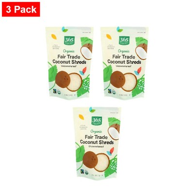 365 By WFM, Organic Shredded Coconut, 8 Ounce - 3 Pack
