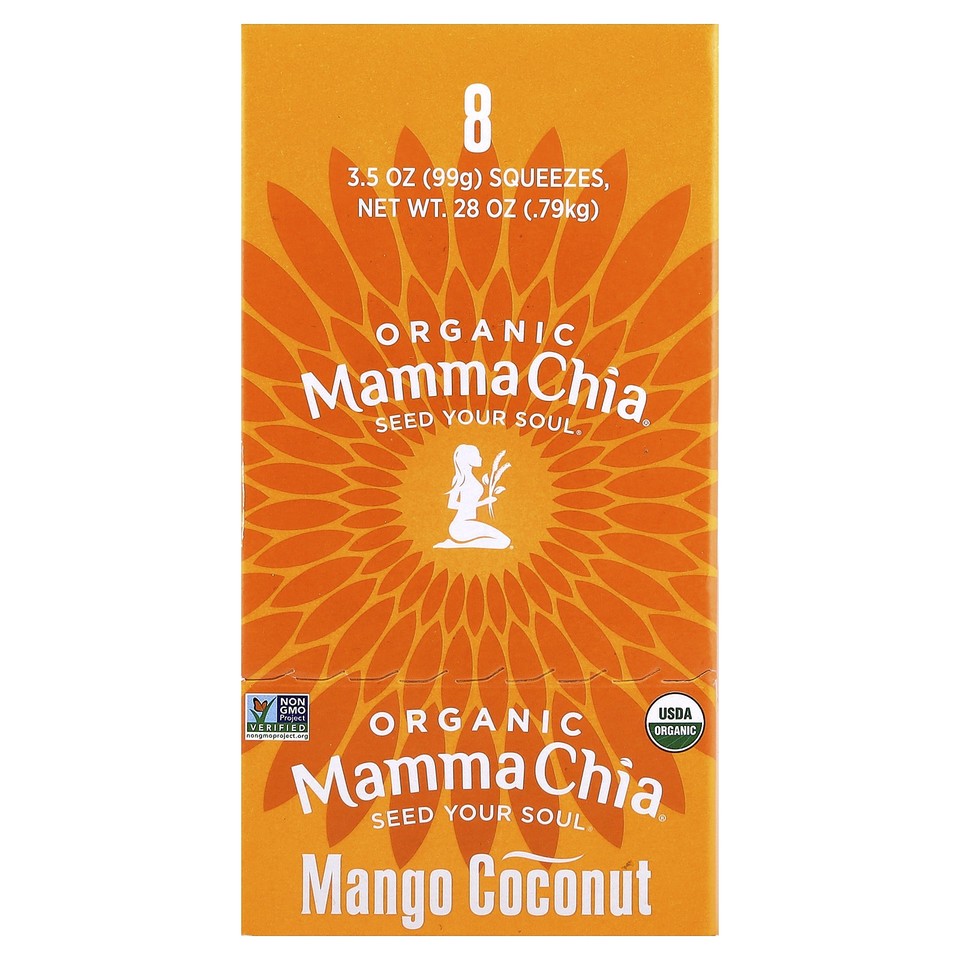 Organic Chia Squeeze, Vitality Snack, Mango Coconut, 8 Squeezes, 3.5 oz (99 g)