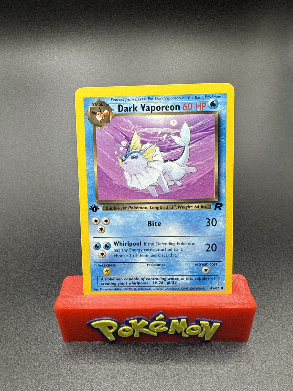 Pokemon Card Dark Vaporeon 45/82 1st Edition Team Rocket Near Mint