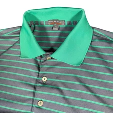 Peter Millar Summer Comfort Mens Polo Shirt XL Gray Green Stripe Performance