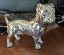 GDF Studio Jabe Handmade Aluminum Standing Pug Decor Figurine, Raw Nickel.