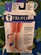 New Truform Below Knee Compression Stockings Closed Toe Beige 20-30mmHg 2xl