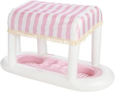 Pink Giant Floating Drink Station Pool Party Bar Table With Cabana Shade