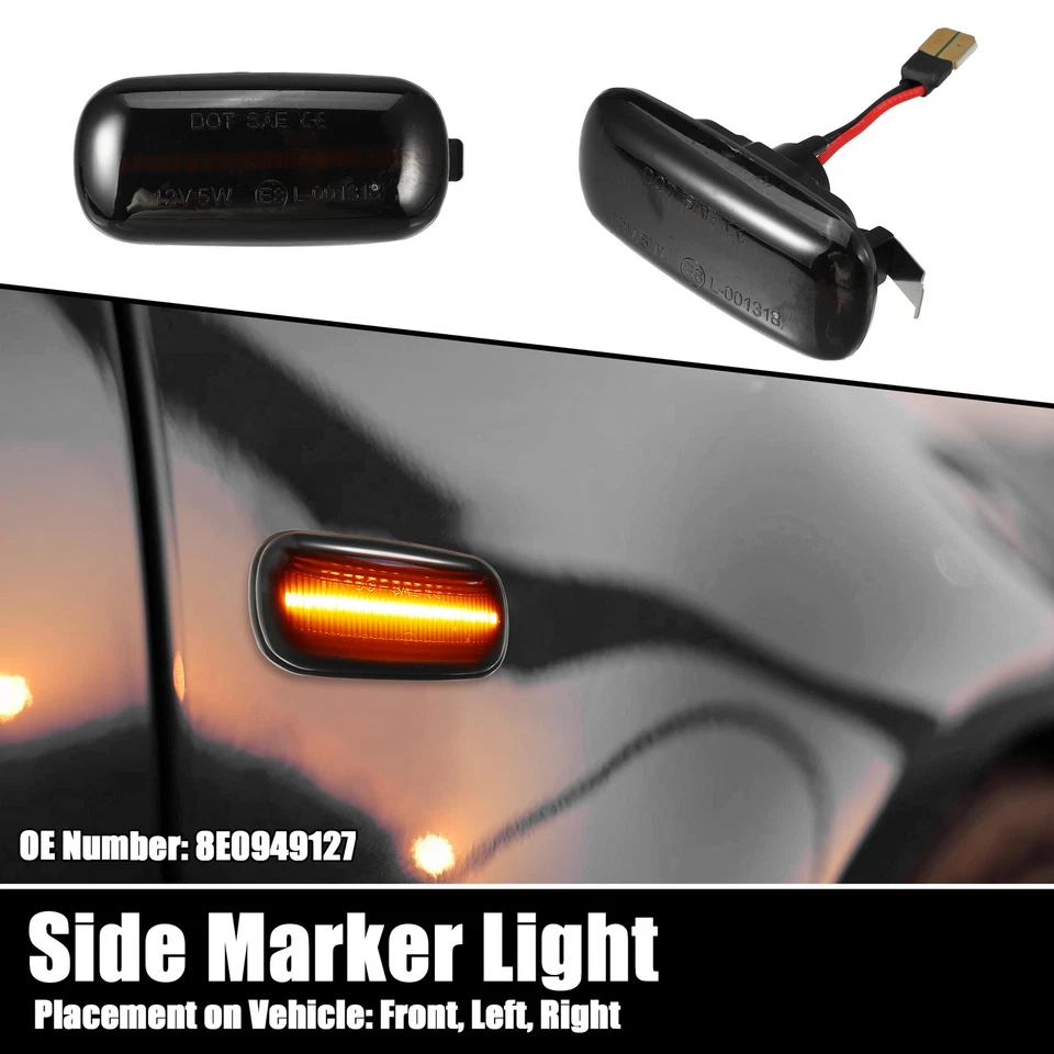 1 Pair Car LED Side Marker Lights 8E0949127 for Audi A4 S4 RS4 B6 B7 B8 Black - Image 2 of 4